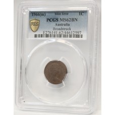 AUSTRALIA 1966 . ONE 1 CENT COIN . ERROR . BROADSTRUCK